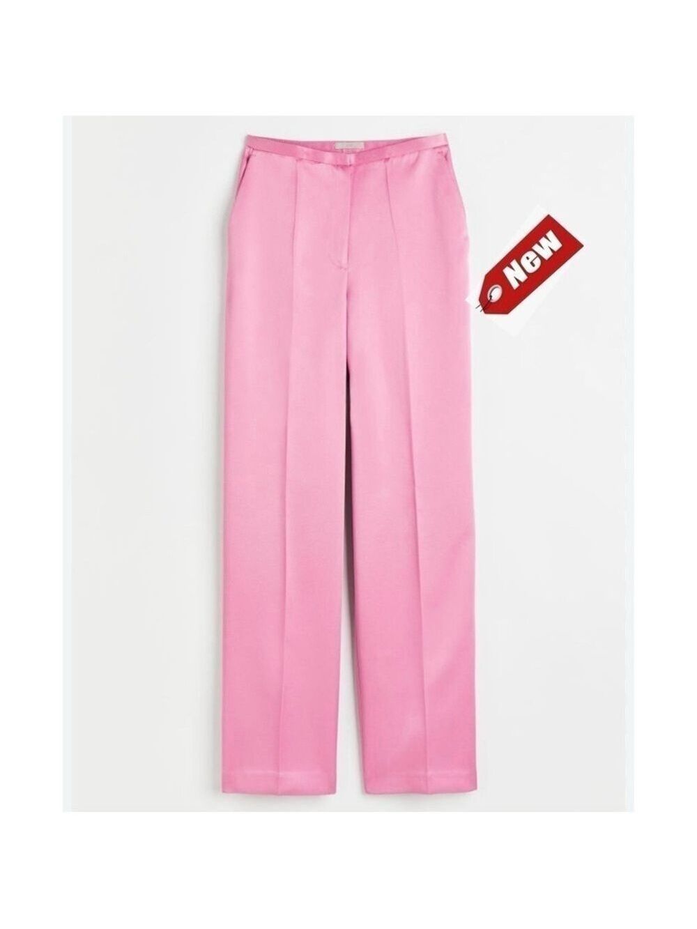 H&M pink satin effect trouser dress pants Sz 6 NWT